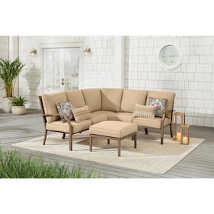 Hampton Bay Geneva 6-Piece Brown Wicker Outdoor Patio Sectional .