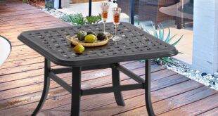 Alcott Hill® Cast Aluminum Patio Side Table Outdoor Square Anti .