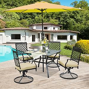 Amazon.com: Patio Table with Umbrella Hole 37 Inch Outdoor Patio .