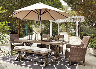 Beachcroft Outdoor Dining Table with Umbrella Option | Ashl