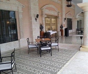 Cement Tile Border Pattern Creates Cozy Patio Dining for Italian .