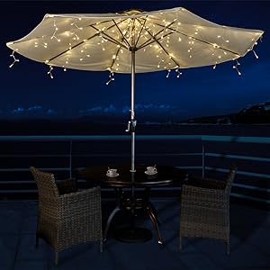 Patio Umbrella Lights, Solar Umbrella Lights with 200LEDs Warm .