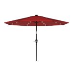 Nature Spring Crimson Red Patio Umbrella with Solar Lights - 120 .