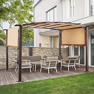 Amazon.com : AECOJOY 12' X 9' Outdoor Retractable Pergola Canopy .