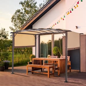 AECOJOY 12 ft. x 9 ft. Beige Steel Outdoor Retractable Pergola .