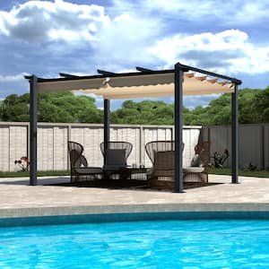 VEIKOUS 10 ft. x 10 ft. Dark Grey Aluminum Outdoor Patio Pergola .