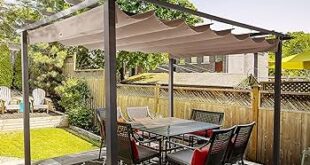 Amazon.com: HAPPATIO 10' X 13' Pergola Retractable Pergola Canopy .