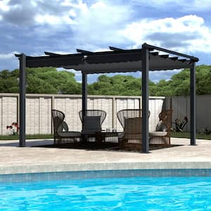 VEIKOUS 10 ft. x 10 ft. Dark Grey Aluminum Outdoor Patio Pergola .