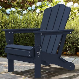 JEAREY HDPS Classic Navy Folding Plastic Adirondack Chair PSQWY .