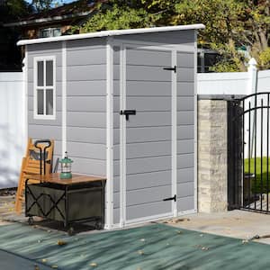 Tozey 5 ft. W x 4 ft. D Matte Gray Patio Resin Shed Extruded .