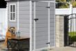 Tozey 5 ft. W x 4 ft. D Matte Gray Patio Resin Shed Extruded .