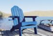 LUE BONA Navy Blue Folding Plastic Adirondack Chair Patio Chairs .