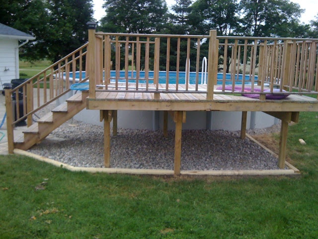 rock under deck | Backyard pool, Backyard pool landscaping, Pool .