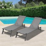 Grey Adjustable Aluminum Outdoor Chaise Lounge Chair Can Be Used .