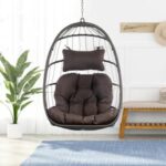 Runesay Outdoor Wicker Porch Swings With Brown Cushions Swing .