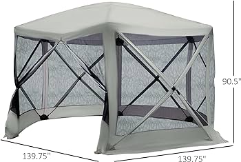 Amazon.com : Outsunny 12' x 12' Hexagon Screen House, Pop Up Tent .