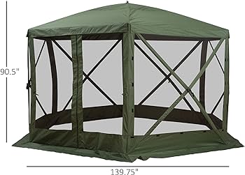 Amazon.com : Outsunny 12' x 12' Hexagon Screen House, Pop Up Tent .