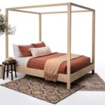 Queen Size Canopy Bed Frame With Optional Headboard, Made in US .