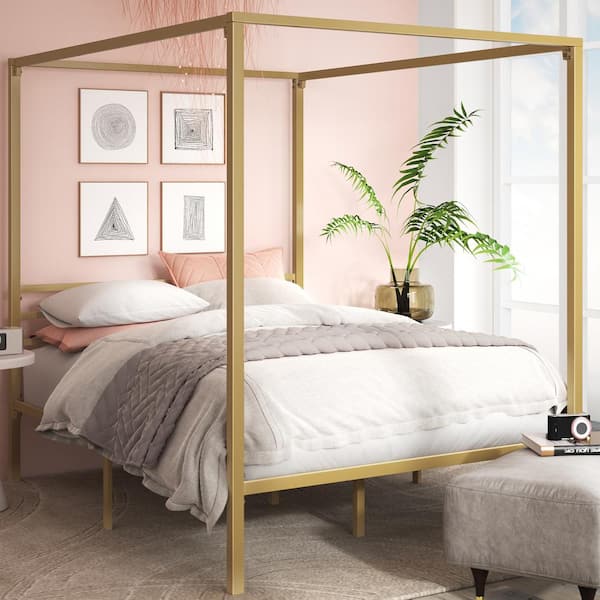 Zinus Patricia Gold Metal Queen Canopy Platform Bed Frame CPBFG-Q .