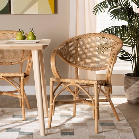 Varick Rattan Dining Chair Set Natural/brown - Bali & Pari: Foam .