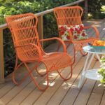 grandin road orange mid-century rattan outdoor chair furniture .
