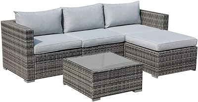 Amazon.com: Outsunny 3 Piece Patio Furniture Set, Rattan Outdoor .