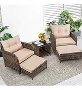 Amazon.com: Auzfy 5 Pieces Outdoor Patio Chairs with Ottomans, PE .