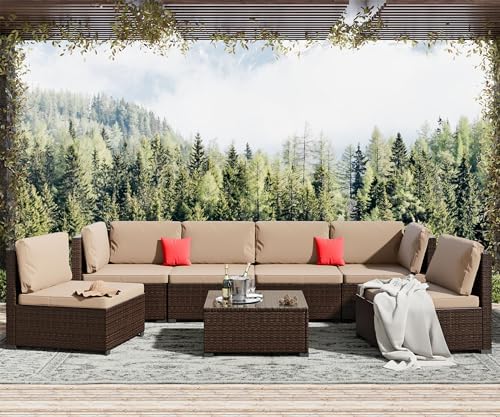 Amazon.com: LHBcraft 7 Piece Patio Furniture Set, Outdoor .