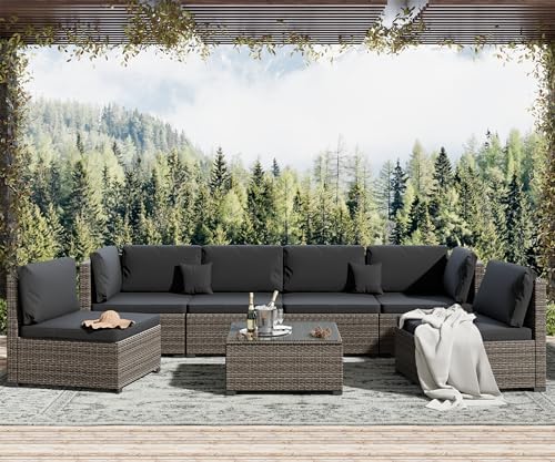 Amazon.com: LHBcraft 7 Piece Patio Furniture Set, Outdoor .