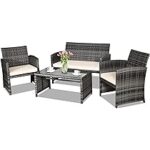 Amazon.com: Goplus 4-Piece Rattan Patio Furniture Set, Outdoor .
