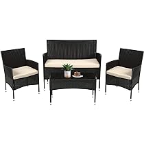 Amazon.com: FDW Patio Furniture Set 4 Pieces Outdoor Rattan Chair .