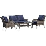 Amazon.com: Outsunny 4-Piece Outdoor Wicker Sofa Set, Outdoor PE .
