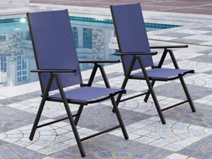 Amazon.com: PHI VILLA Folding Patio Sling Chairs Set of 2 for .