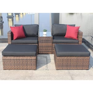 BTMWAY 5-Piece Resin Wicker Patio Conversation Set Outdoor Patio .