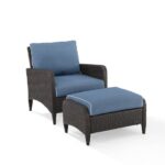 Kiawah 2pc Wicker Patio Chair With Ottoman Seating Set Blue .