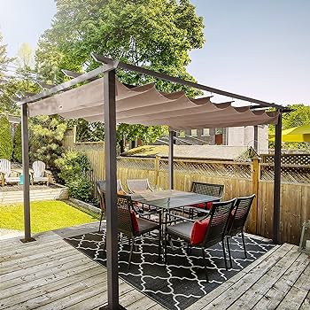 Amazon.com: HAPPATIO 10' X 13' Pergola Retractable Pergola Canopy .