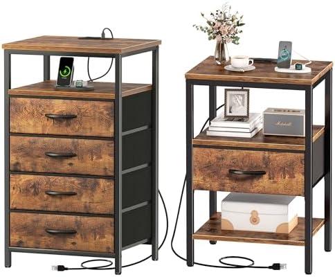 Stylish Nightstands: Modern Design with ⁢LED & Storage