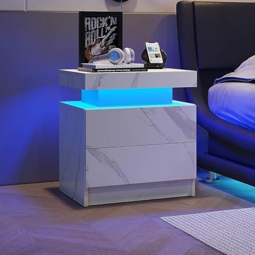 Stylish Nightstands: Modern Design with LED & Storage