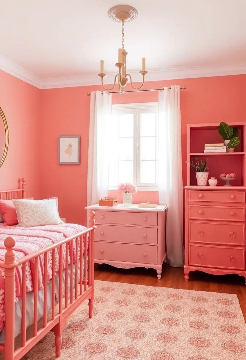 Vintage Coral Furniture: Consider incorporating vintage or thrifted furniture pieces painted‍ in coral for​ a charming touch