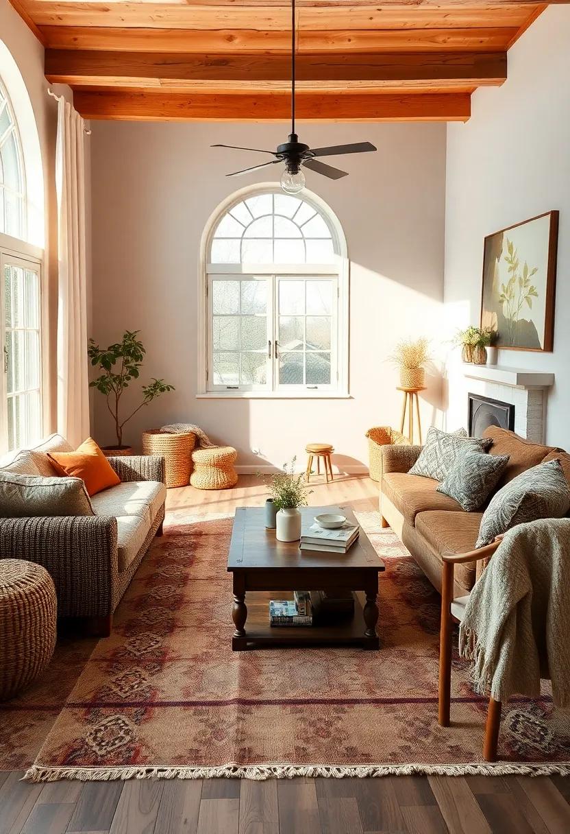 Embracing Warmth in Country living Rooms with Textured Fabrics and comforting‌ Accents