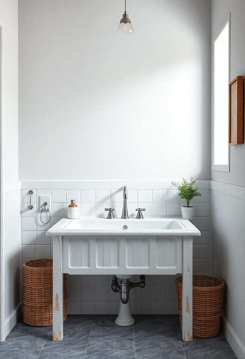 Restored Farmhouse Sink - Upgrade your bathroom with a rustic farmhouse sink that blends functionality with a vintage aesthetic, making washing up a delightful experience
