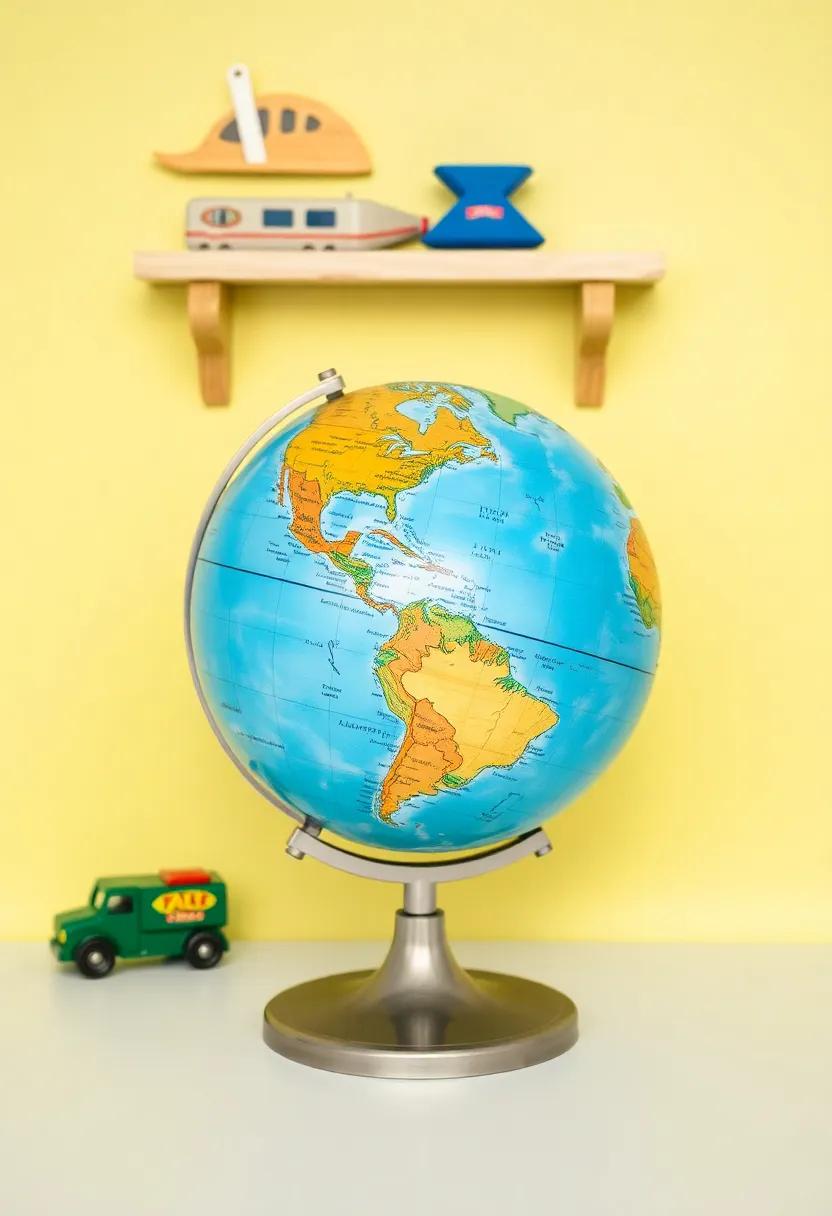 Colorful Globe Decor: Introduce a bright globe as a decorative piece that sparks curiosity about the world beyond
