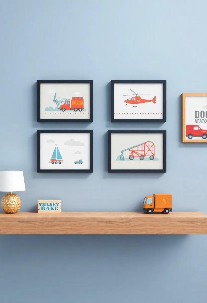 Themed Picture frames: Decorate picture frames with transportation graphics to showcase adorable baby photos