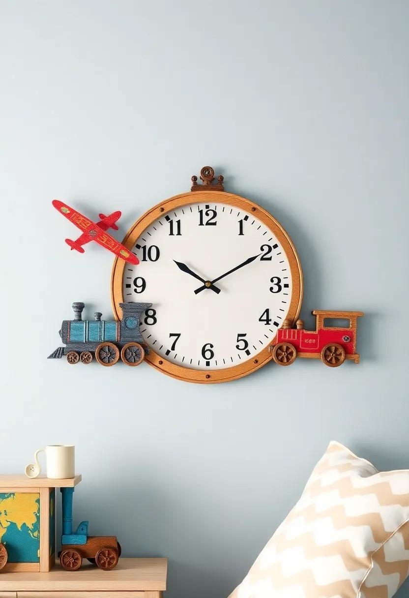 Timeless Wall Clocks: Hang a clock designed as a classic train or airplane, blending practicality with playful decor