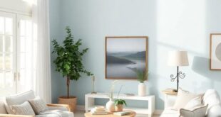 Embracing Serenity: The Charm of a Farmhouse Living Room with Pale Blue Walls