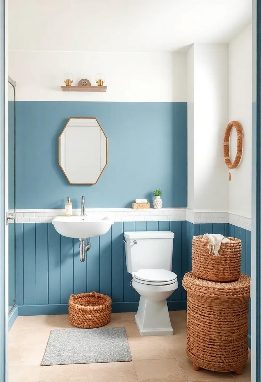 Coastal Color Palette: Opt for soft blues, sandy beiges, and crisp whites⁤ to create a ‌serene ⁢coastal⁣ vibe throughout your bathroom decor