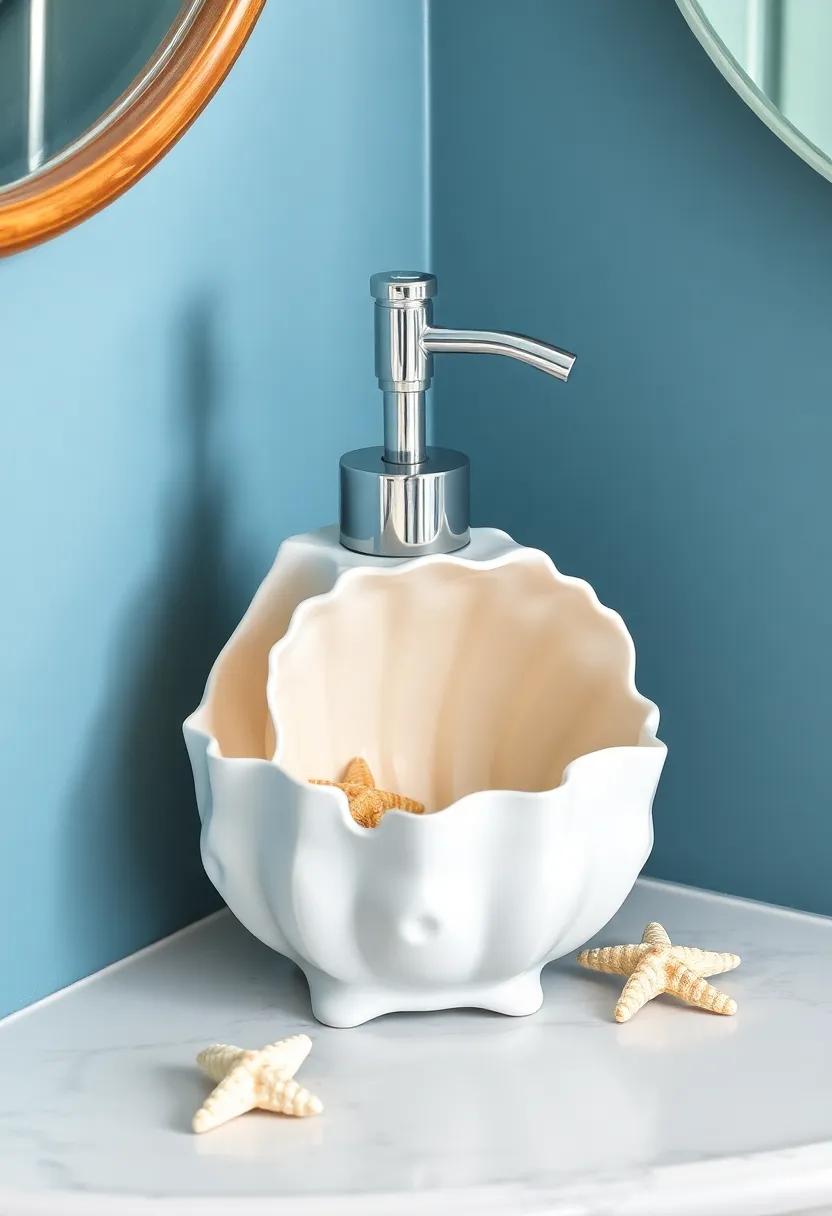 Seashell Soap Dispenser: Replace your standard soap dispenser with a beautifully⁢ crafted seashell version to add a touch of beach charm