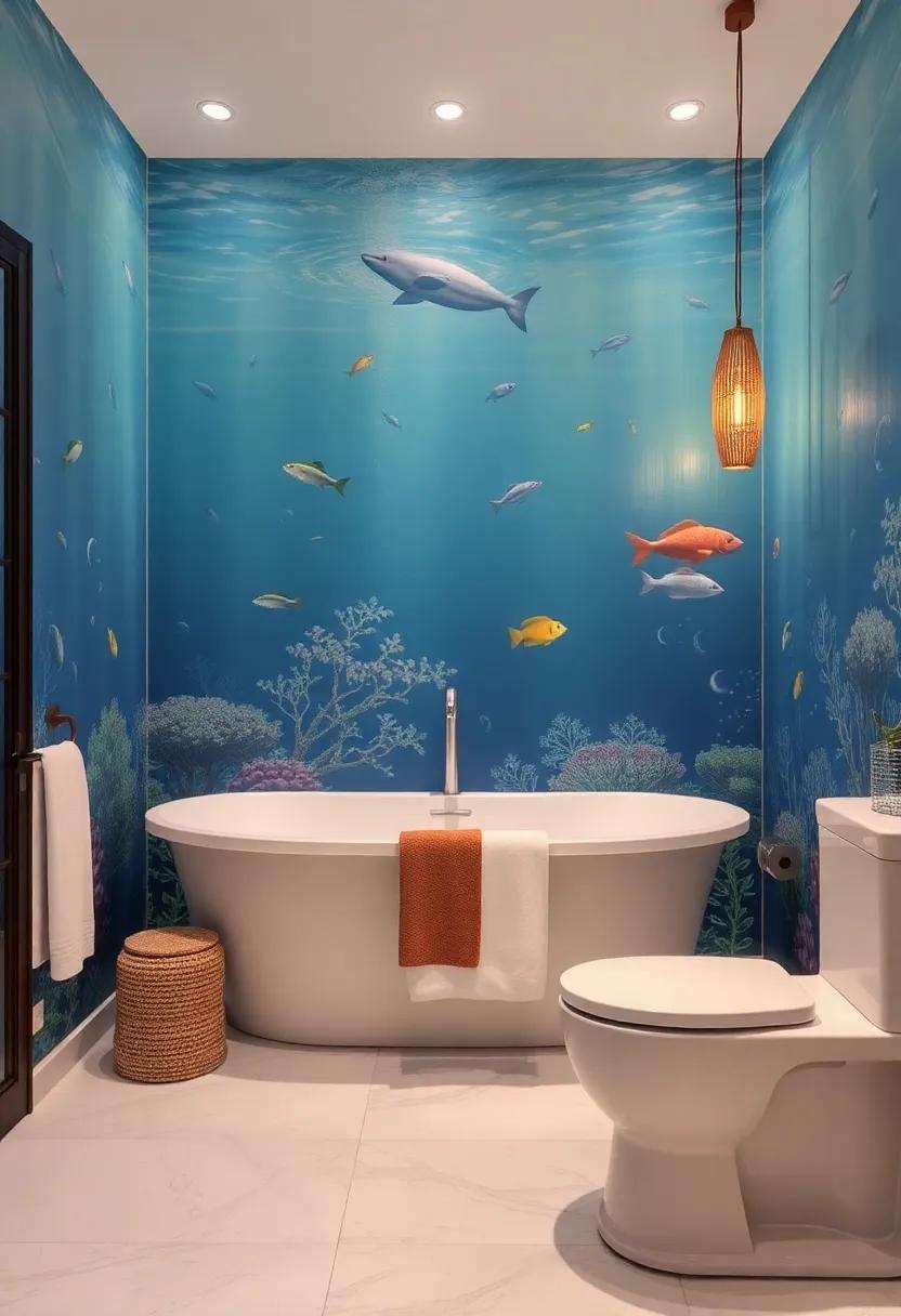 underwater⁤ Murals: If ⁤you’re⁤ feeling bold, ‍consider a mural depicting an underwater scene ​to create a ⁤breathtaking focal‌ point in your bathroom