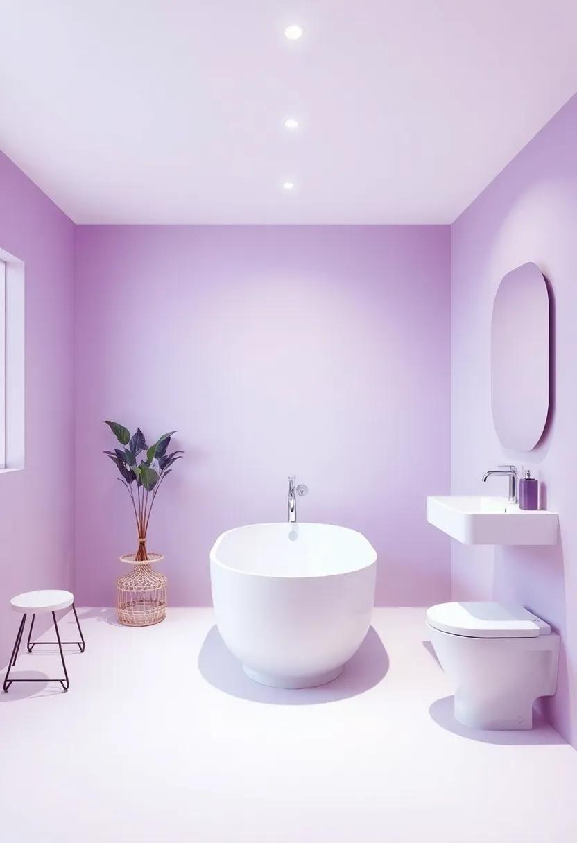 Celebrating Modern Design: Streamlined Bathrooms⁤ with Subtle Purple Hues