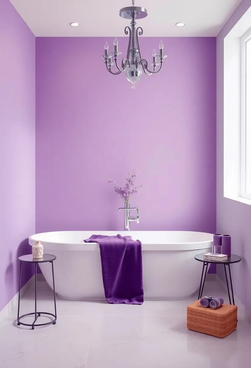 Crafting a Luxurious ⁢Escape: Elegant Bathtubs Accented with Purple Decor